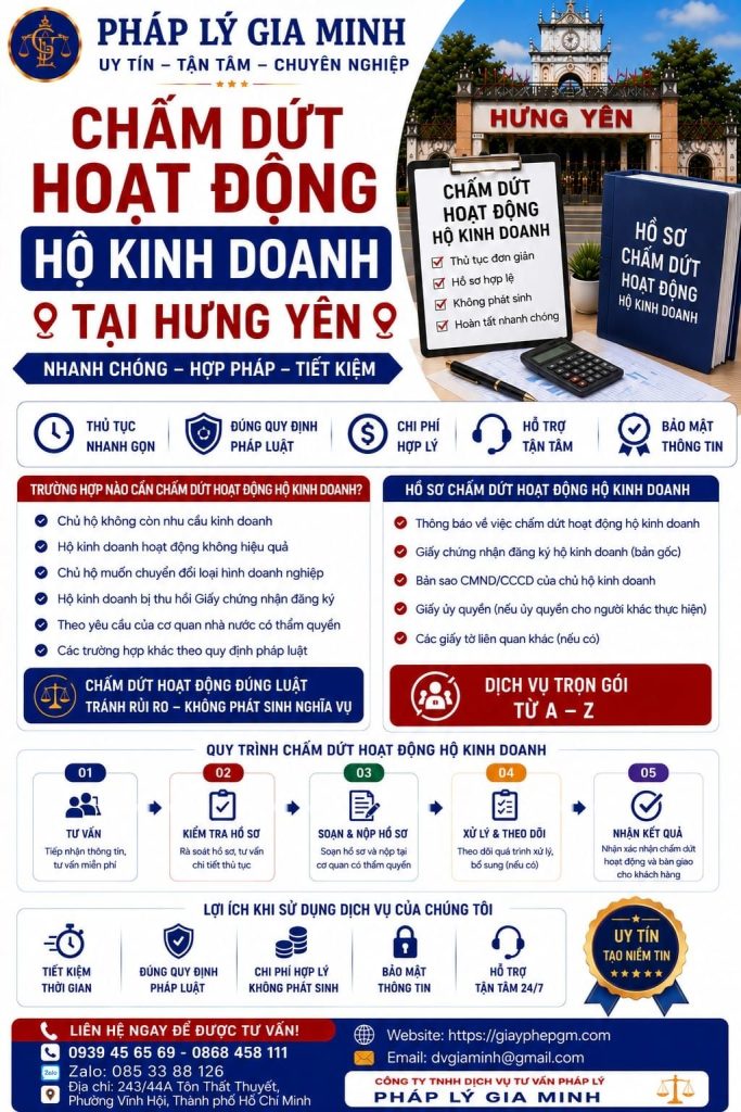 Chấm dứt hoạt động hộ kinh doanh tại Hưng Yên