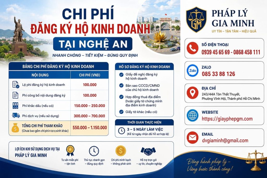 Chi phí đăng ký hộ kinh doanh tại Nghệ An