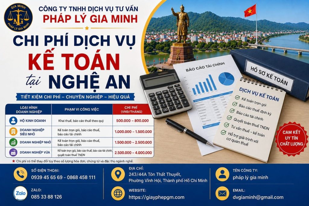 Chi phí dịch vụ kế toán tại Nghệ An