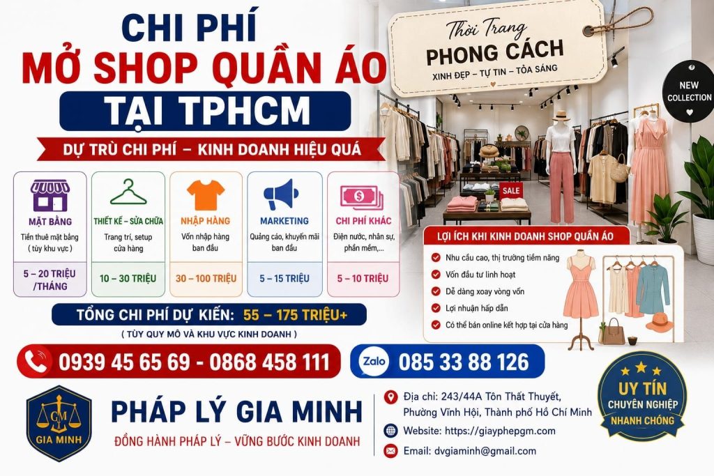 Chi phí mở shop quần áo tại TPHCM
