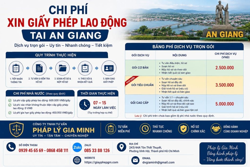 Chi phí xin giấy phép lao động tại An Giang