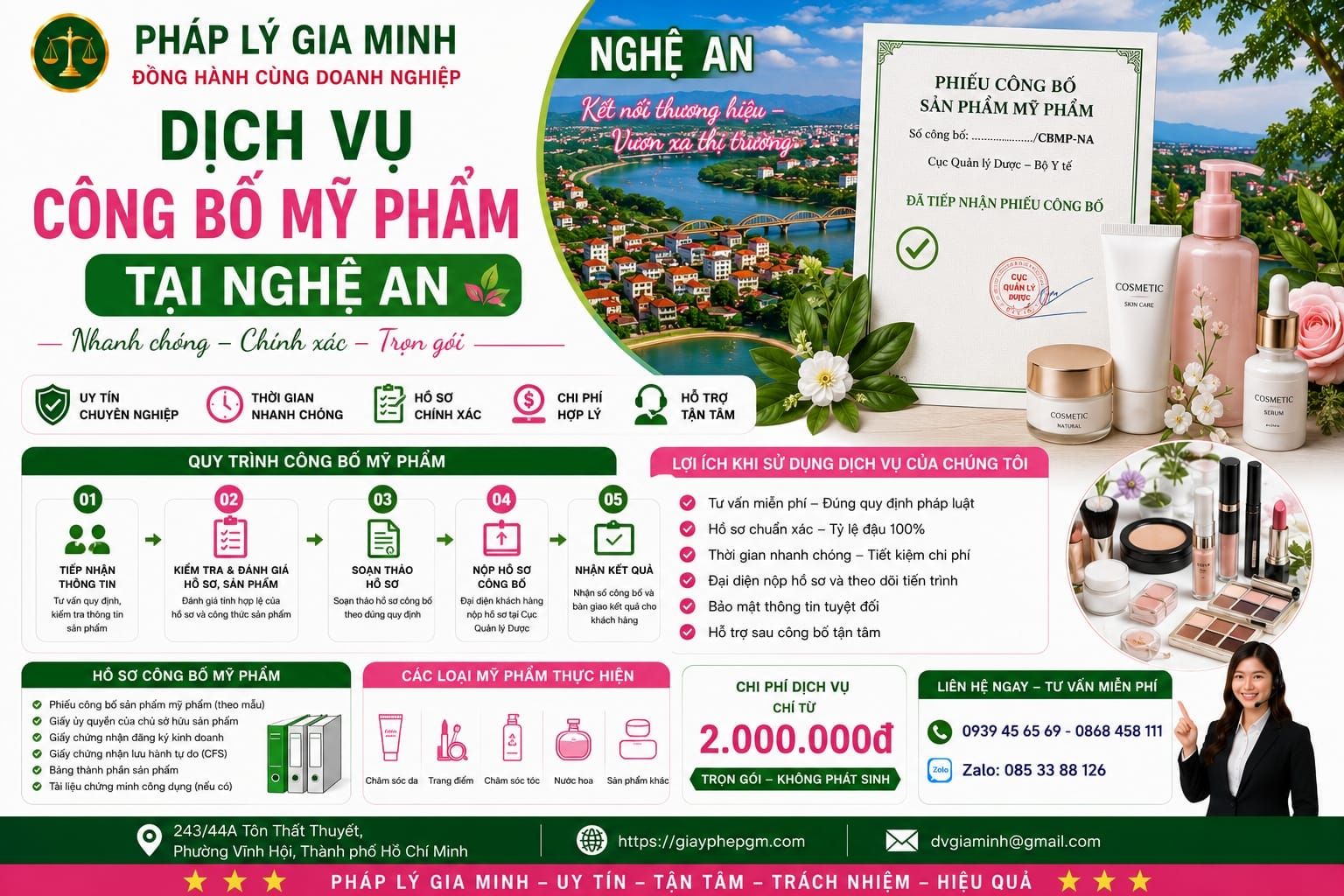 Dịch vụ công bố mỹ phẩm tại Nghệ An