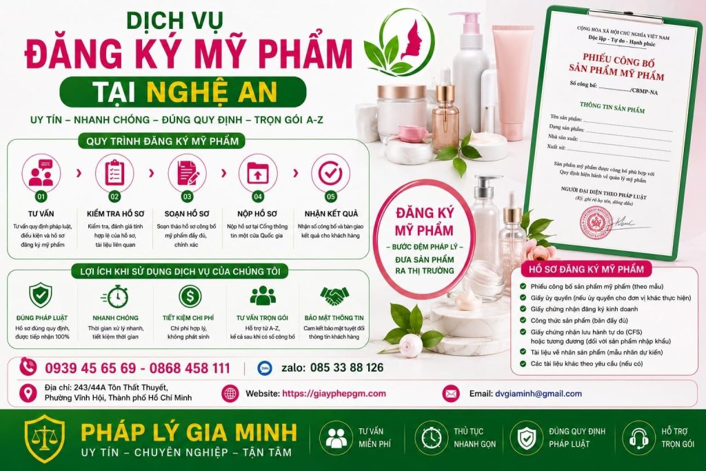 Dịch vụ đăng ký mỹ phẩm Nghệ An