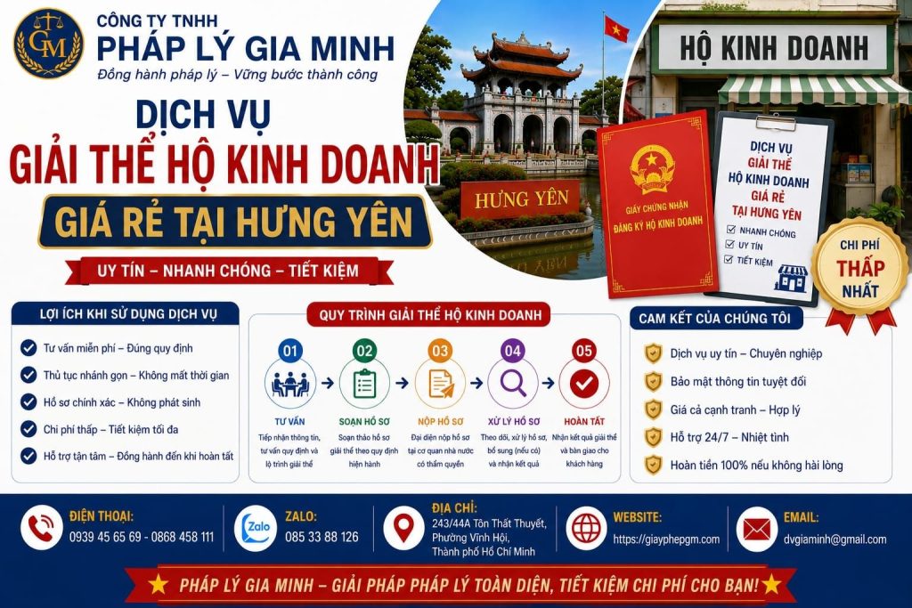 Dịch vụ giải thể hộ kinh doanh tại Hưng Yên