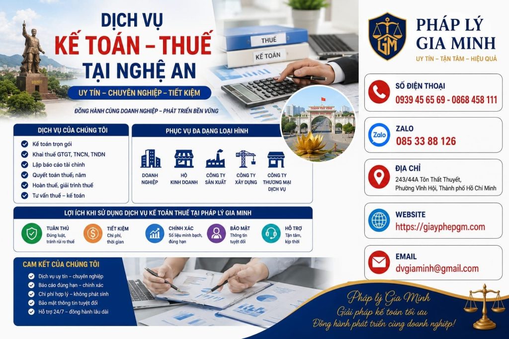 Dịch vụ kế toán thuế tại Nghệ An uy tín
