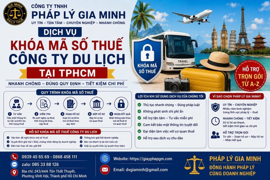 Dịch vụ khóa mã số thuế công ty du lịch tại TPHCM