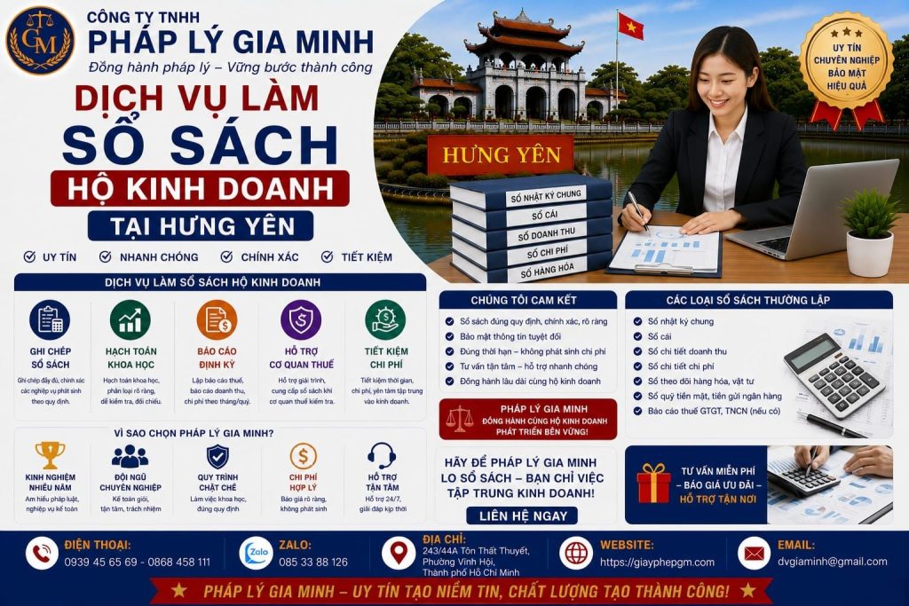 Dịch vụ làm sổ sách hộ kinh doanh tại Hưng Yên