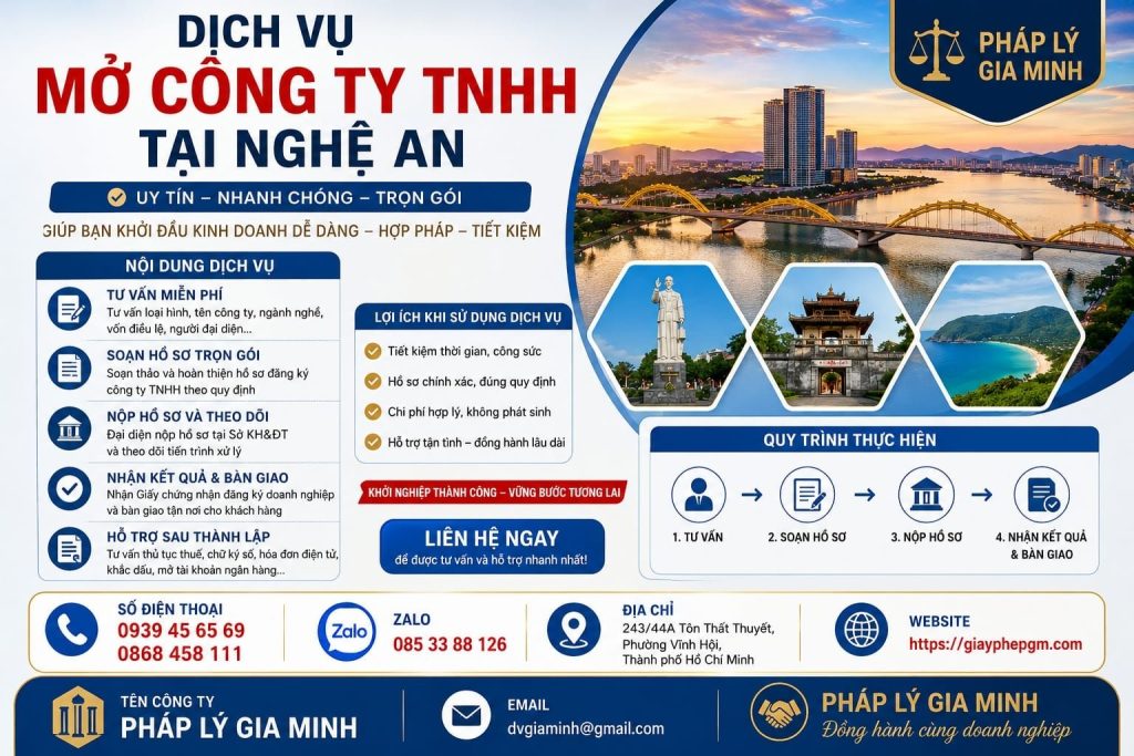 Dịch vụ mở công ty TNHH tại Nghệ An