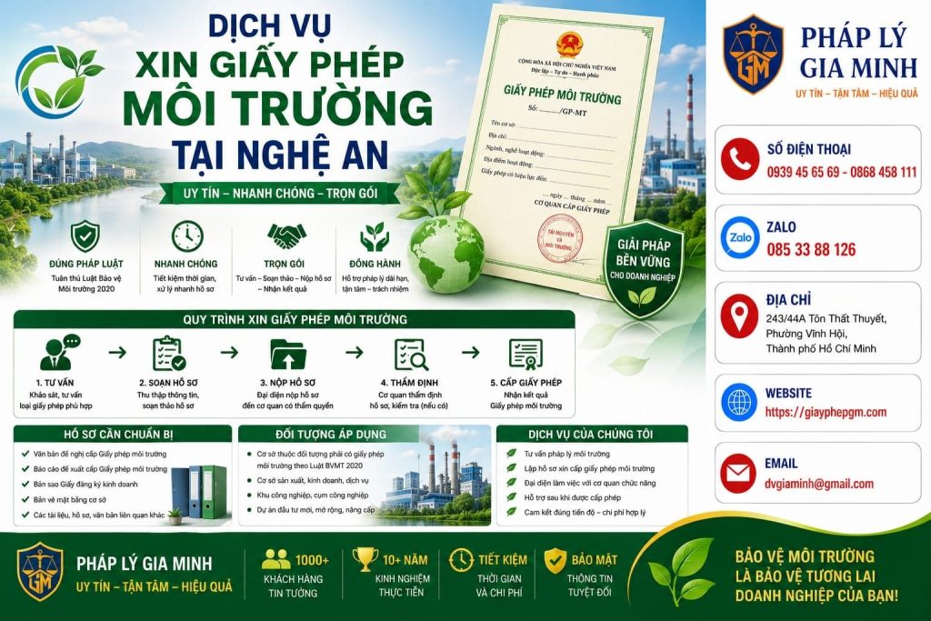 Dịch vụ xin giấy phép môi trường tại Nghệ An