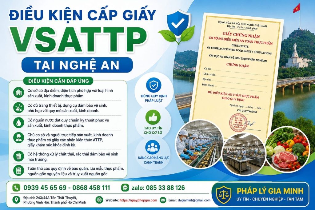 Điều kiện cấp giấy VSATTP tại Nghệ An