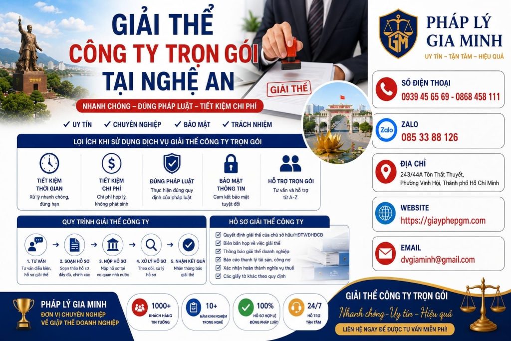 Giải thể công ty trọn gói tại Nghệ An