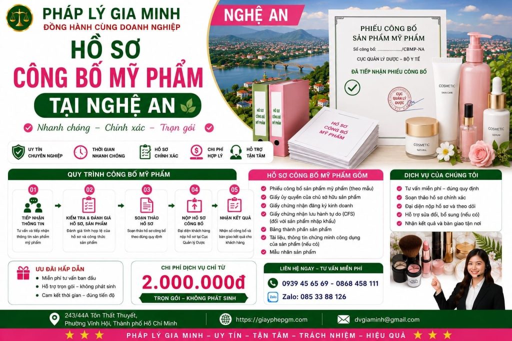 Hồ sơ công bố mỹ phẩm tại Nghệ An