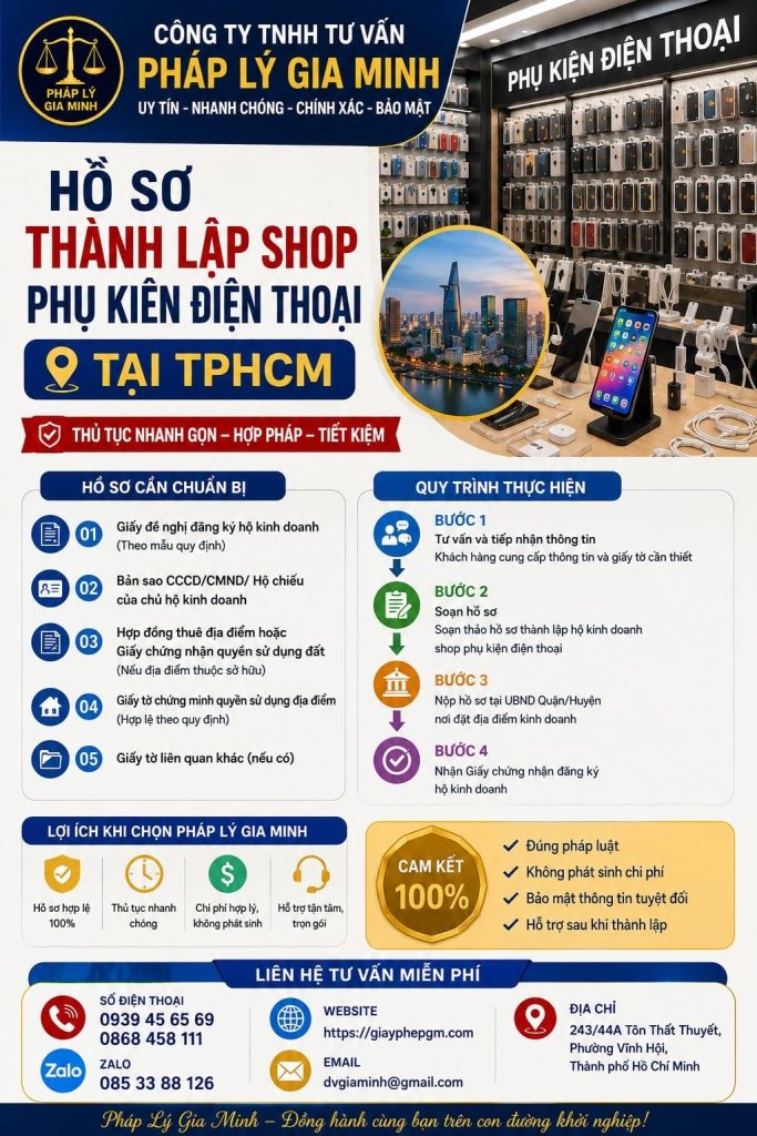Hồ sơ thành lập shop phụ kiện điện thoại tại TPHCM