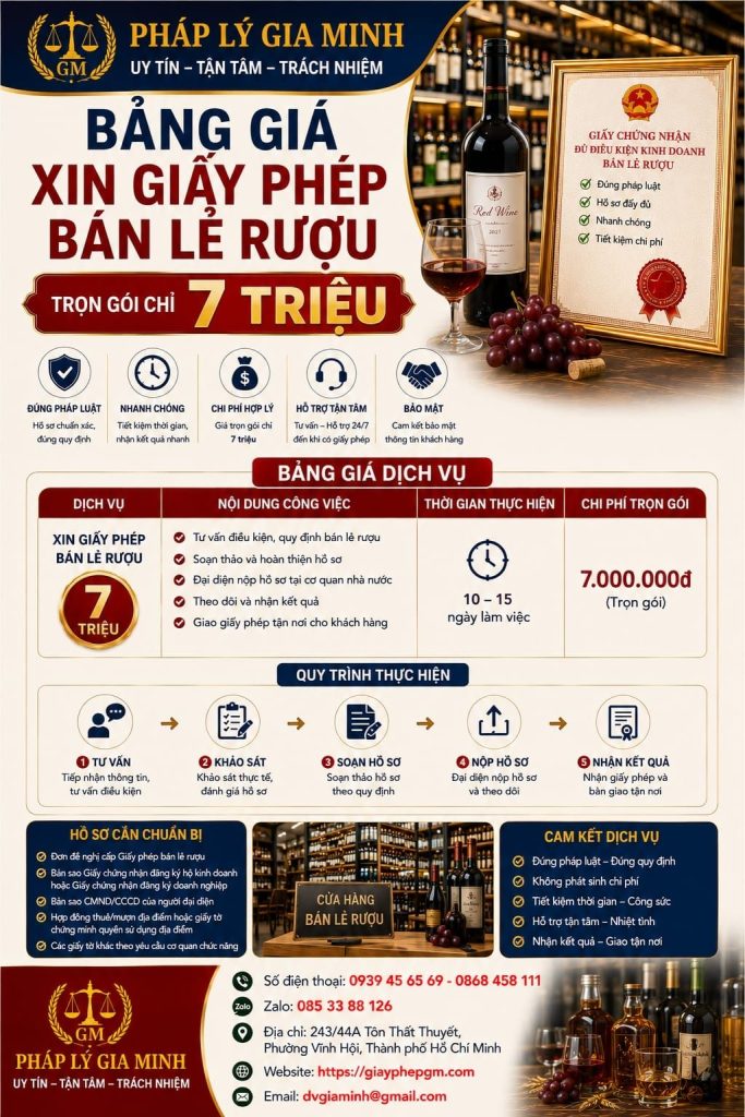 Hồ sơ xin giấy phép bán lẻ rượu