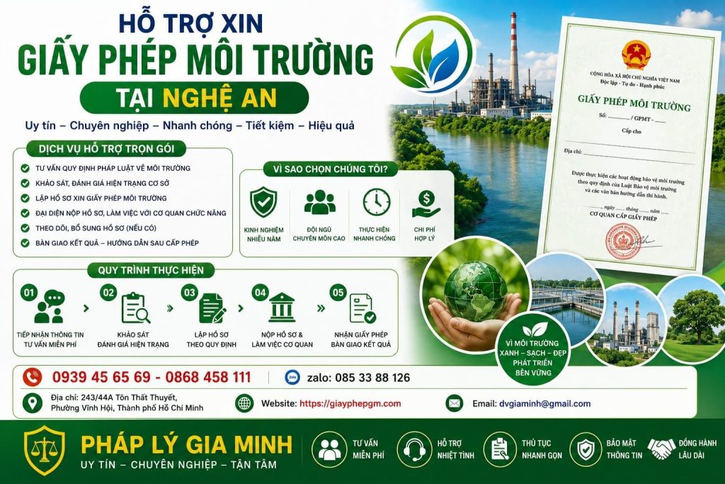 Hỗ trợ xin giấy phép môi trường Nghệ An