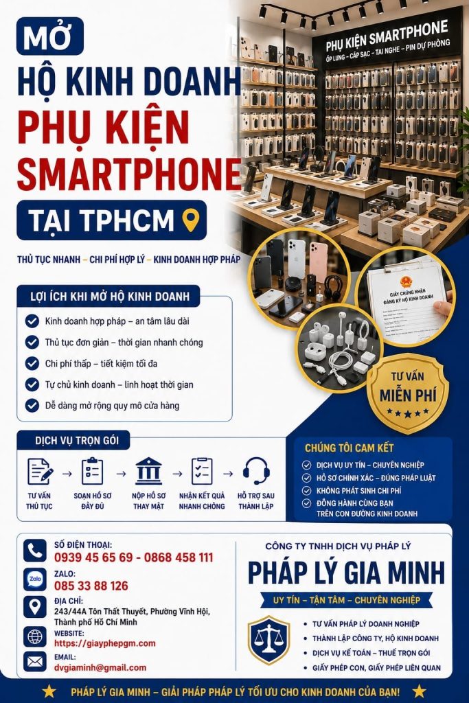Mở hộ kinh doanh phụ kiện smartphone tại TPHCM
