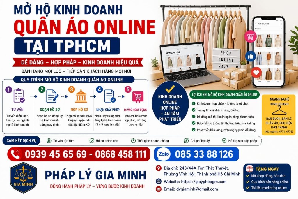 Mở hộ kinh doanh quần áo online tại TPHCM