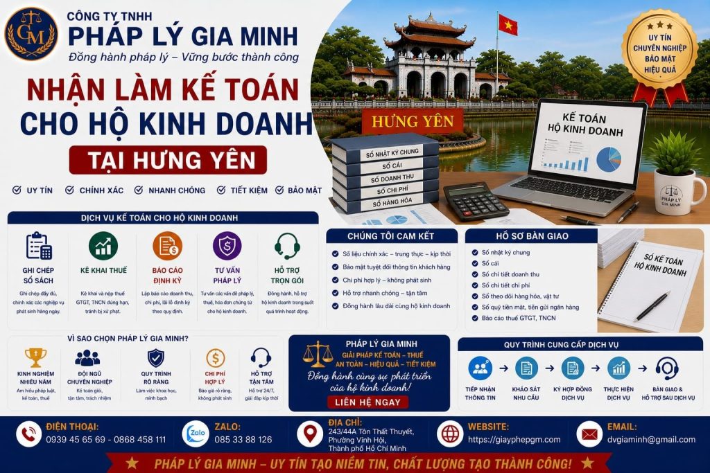 Nhận làm kế toán cho hộ kinh doanh tại Hưng Yên