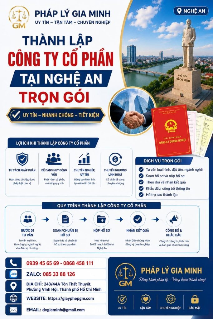 Thành lập công ty cổ phần tại Nghệ An trọn gói