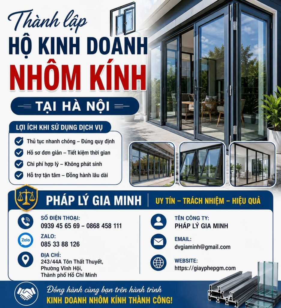 Thành lập hộ kinh doanh nhôm kính tại Hà Nội