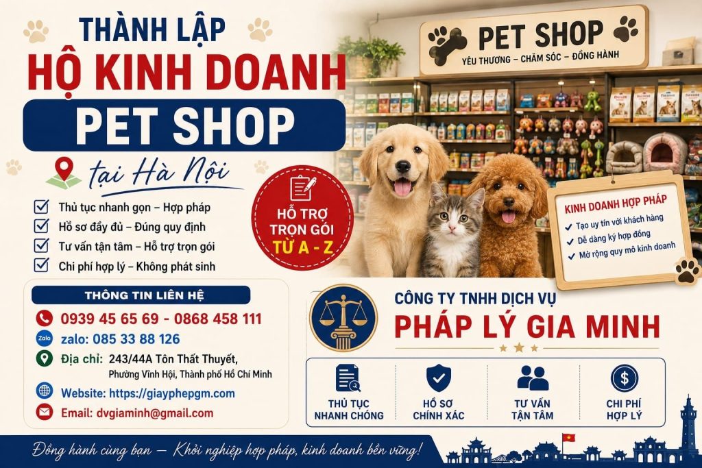 Thành lập hộ kinh doanh pet shop tại Hà Nội