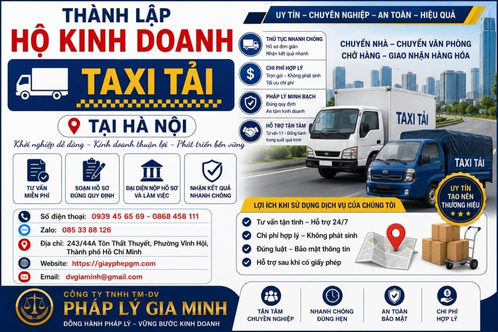 Thành lập hộ kinh doanh taxi tải tại Hà Nội