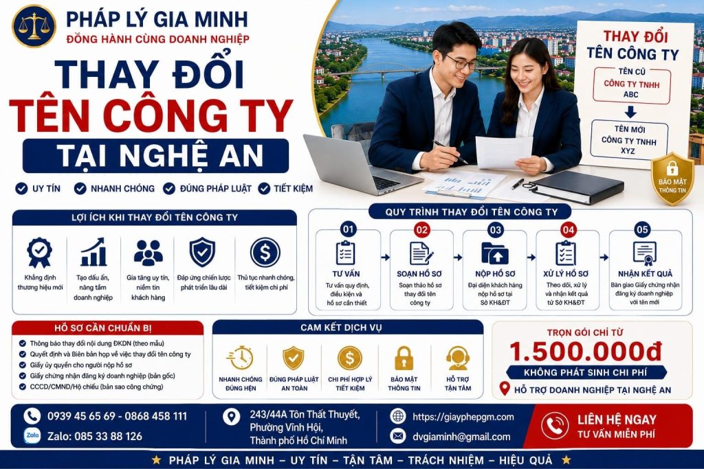 Thay đổi tên công ty tại Nghệ An