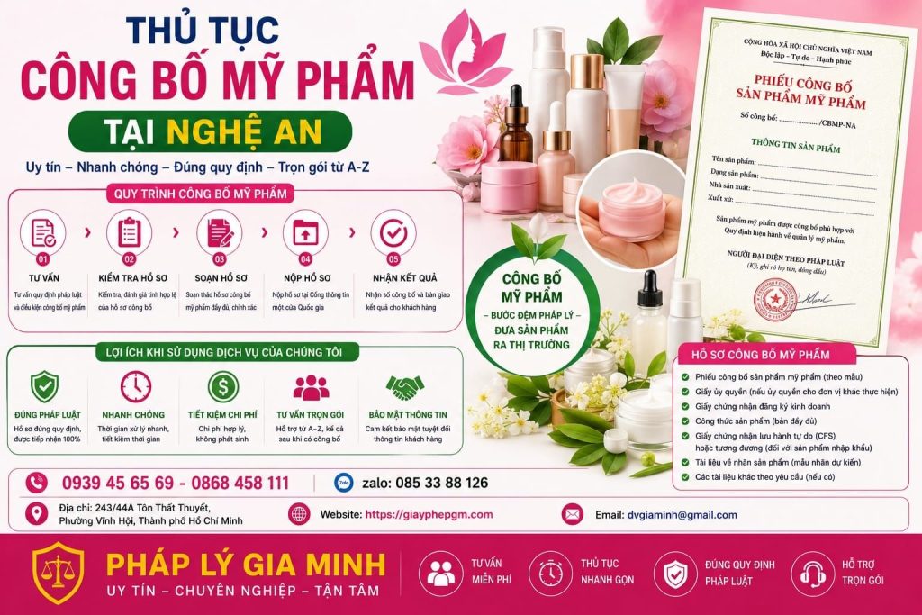 Thủ tục công bố mỹ phẩm Nghệ An