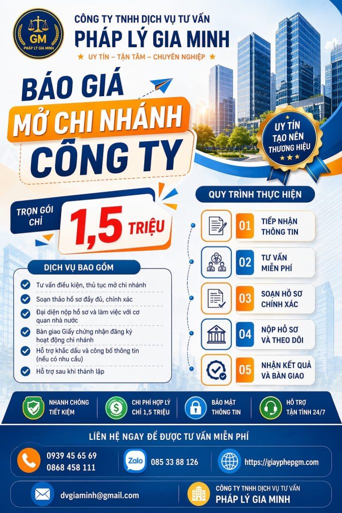 Thủ tục mở chi nhánh công ty tại Phú Thọ