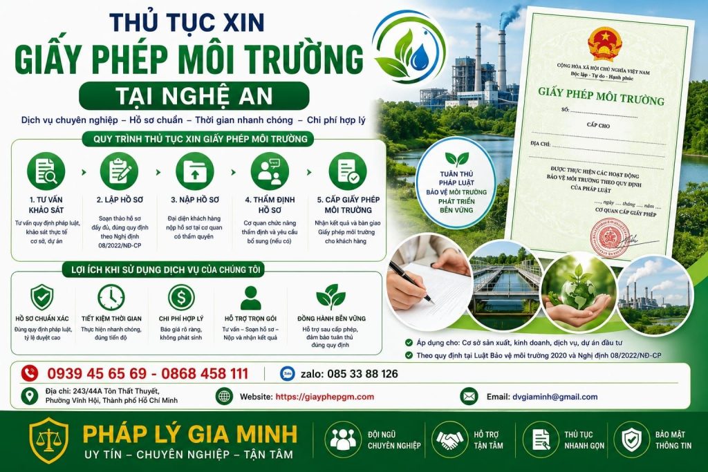 Thủ tục xin giấy phép môi trường tại Nghệ An