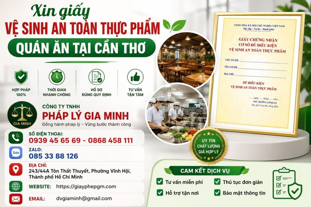 Xin giấy vệ sinh an toàn thực phẩm quán ăn tại Cần Thơ