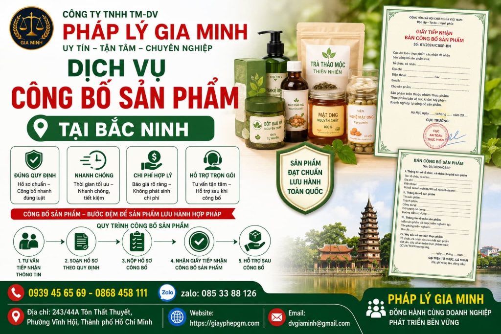 Dịch vụ công bố sản phẩm tại Bắc Ninh trọn gói, nhanh và đúng quy định 1 Dịch vụ công bố sản phẩm tại Bắc Ninh