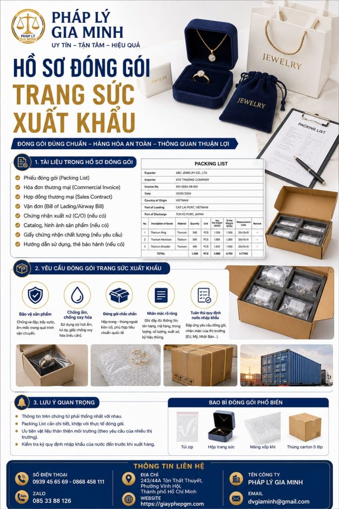 Hồ sơ đóng gói trang sức xuất khẩu
