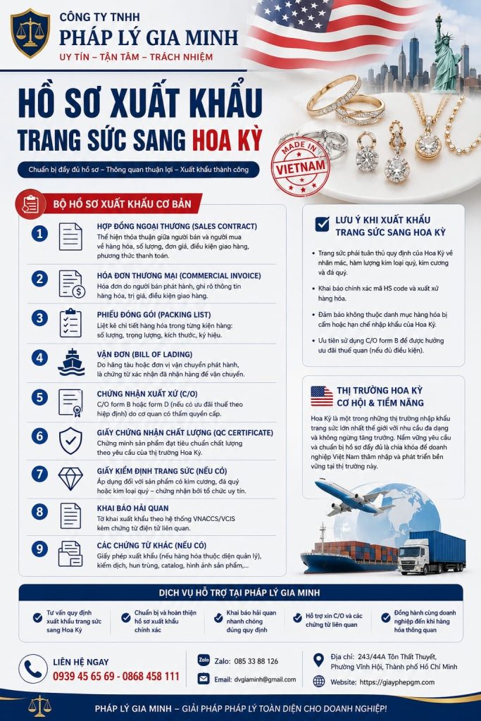 Hồ sơ xuất khẩu trang sức sang Hoa Kỳ