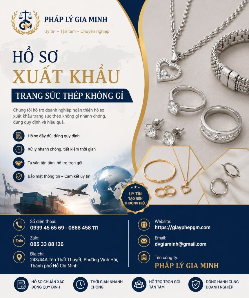 Hồ sơ xuất khẩu trang sức thép không gỉ