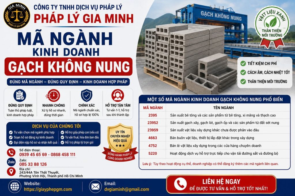 Mã Ngành Kinh Doanh Gạch Không Nung