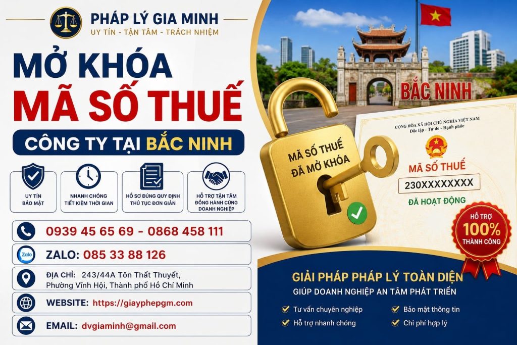 Mở khóa mã số thuế công ty tại Bắc Ninh