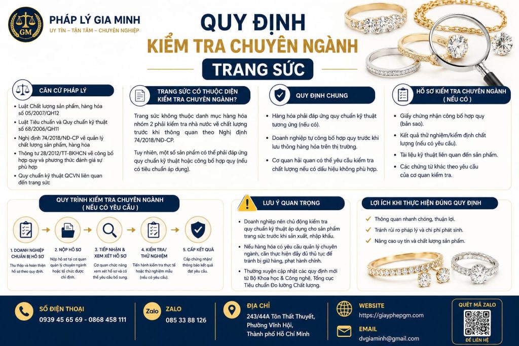 Quy định kiểm tra chuyên ngành trang sức