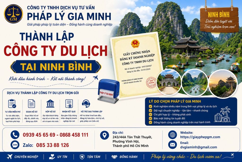 Thành lập công ty du lịch tại Ninh Bình