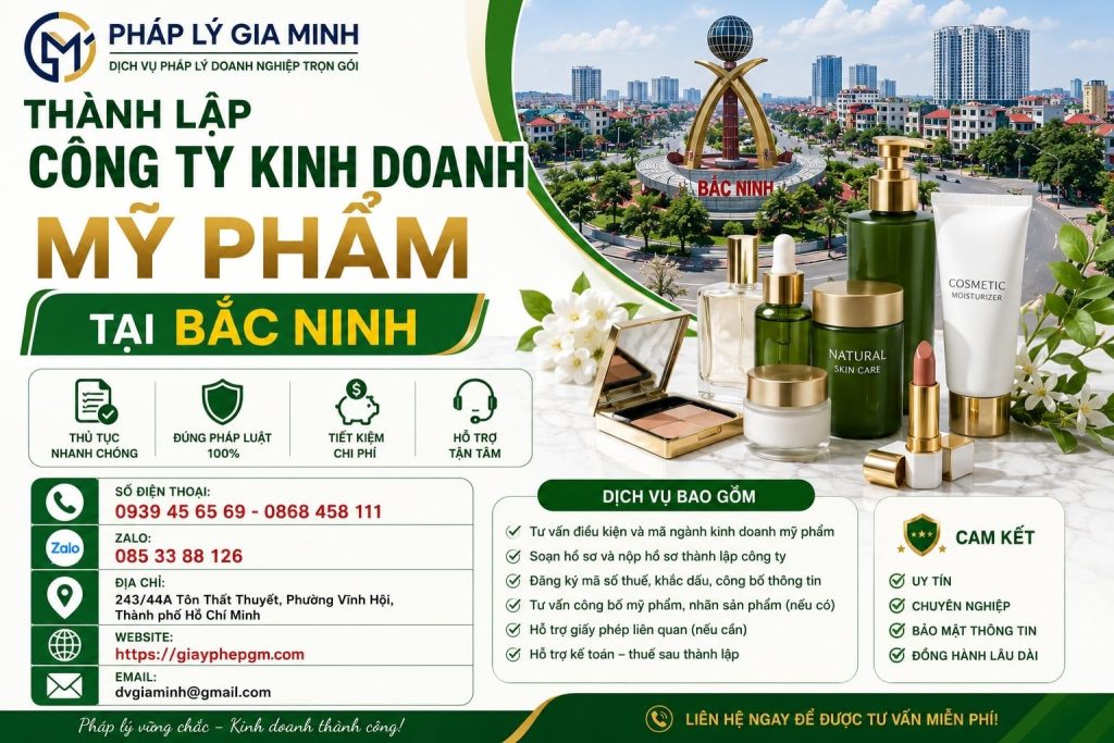 Thành Lập Công Ty Kinh Doanh Mỹ Phẩm Tại Bắc Ninh