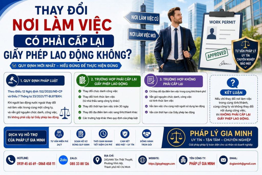 Thay đổi nơi làm việc có phải cấp lại giấy phép lao động không? 1 Thay Đổi Nơi Làm Việc Có Phải Cấp Lại Giấy Phép Lao Động Không?