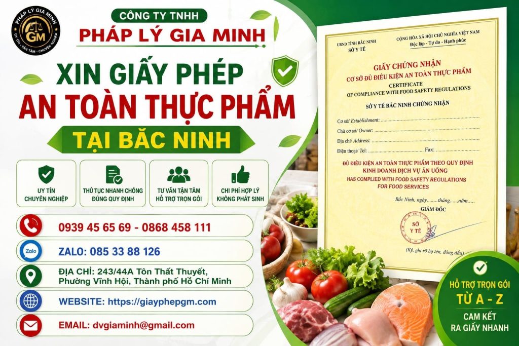 Xin giấy phép an toàn thực phẩm tại Bắc Ninh