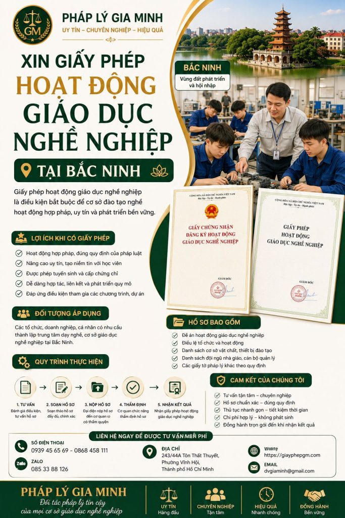 Xin Giấy Phép Hoạt Động Giáo Dục Nghề Nghiệp Tại Bắc Ninh
