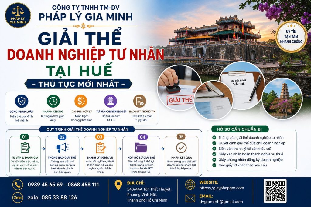 Giải thể doanh nghiệp tư nhân tại Huế – Thủ tục mới nhất đầy đủ từ hồ sơ đến thủ tục 1 Giải thể doanh nghiệp tư nhân tại Huế