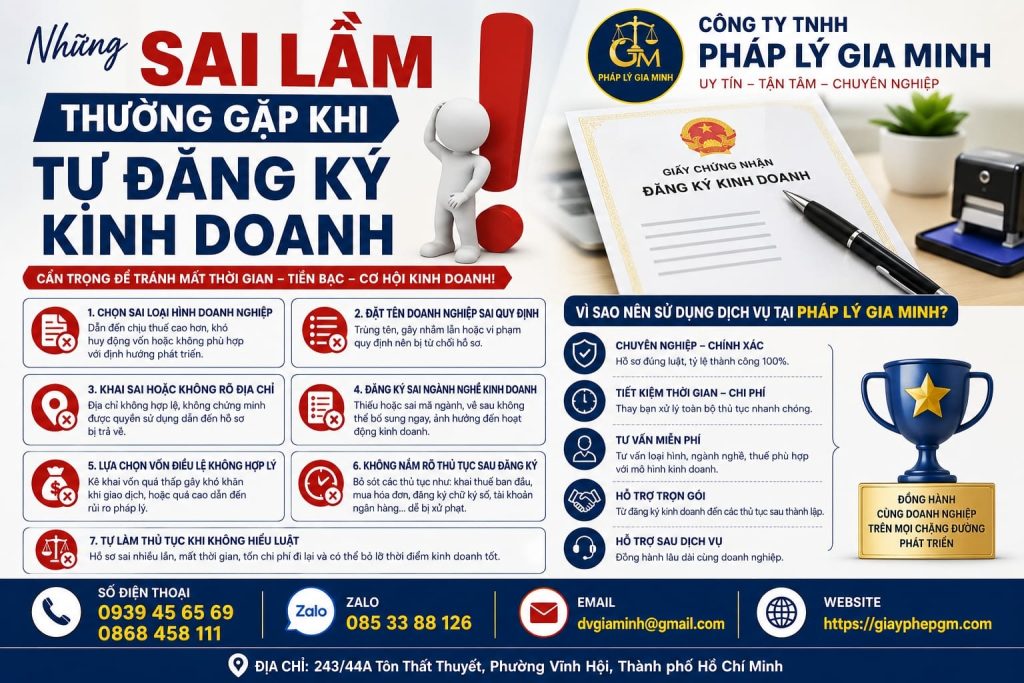 Những sai lầm thường gặp khi tự đăng ký kinh doanh