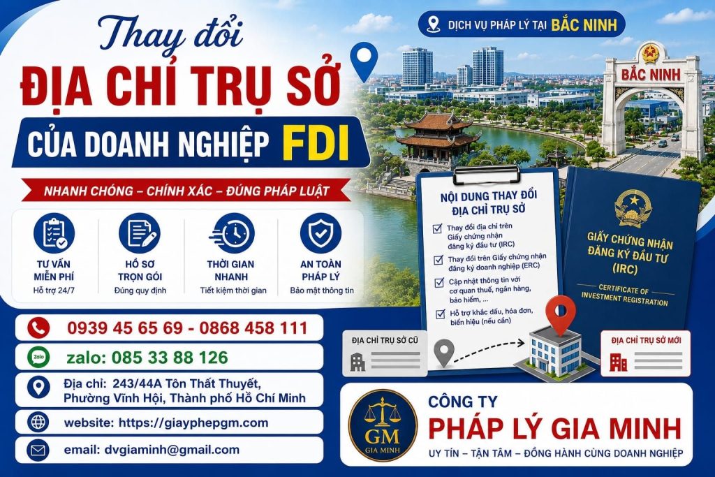 Thay đổi địa chỉ trụ sở của doanh nghiệp FDI nhanh chóng, đúng quy định pháp luật 1 Thay đổi địa chỉ trụ sở của doanh nghiệp FDI