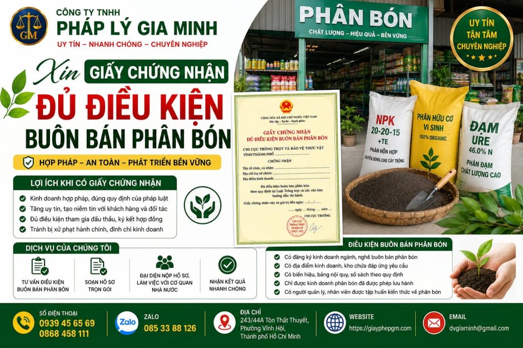 Xin giấy chứng nhận đủ điều kiện buôn bán phân bón