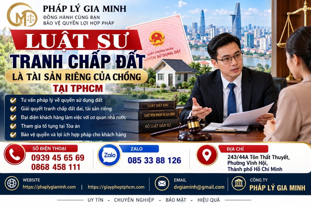 Luật sư tranh chấp đất là tài sản riêng của chồng tại TPHCM