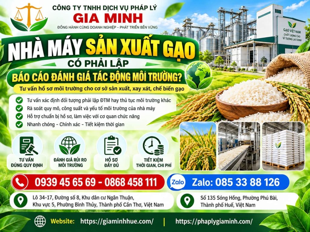 Nhà máy sản xuất gạo có phải lập báo cáo đánh giá tác động môi trường không