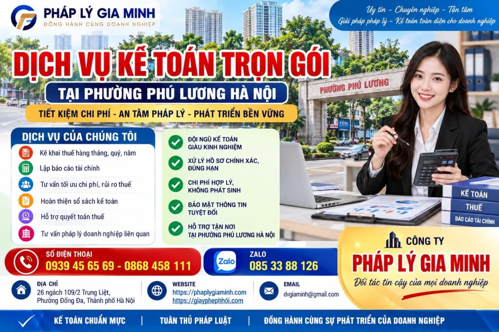 Dịch vụ kế toán trọn gói tại phường Phú Lương Hà Nội